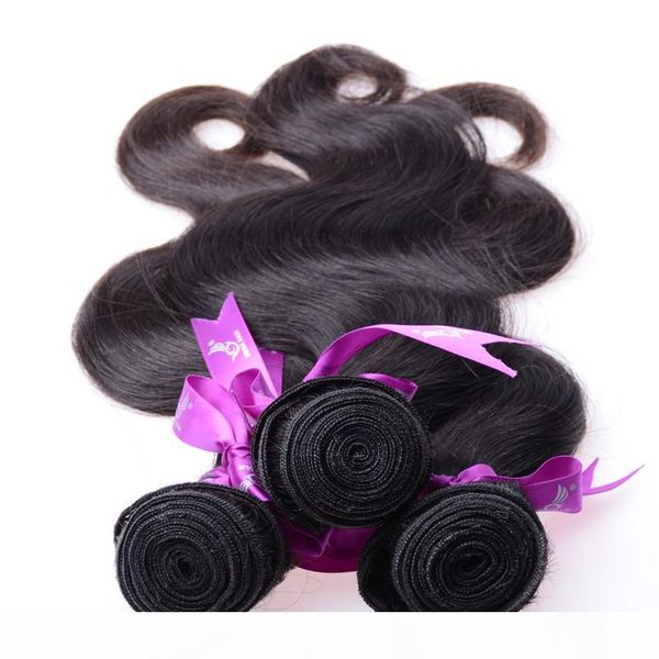 

6a brazilian virgin hair body wave 4pcs lot 100g mixed 8-32inches human hair 100% remy human hair extensions brazilian body wave wavy, Black