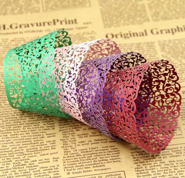 

wholesale- 12pcs/set wedding birthday filigree vine cupcake wrappers wraps wedding birthday party baby shower cases j9aed