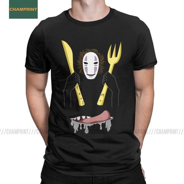 

спорт feed me нет face унесенные t-shirt men ghibli тоторо манга kamaji миядзаки хаяо досуг хлопок тис с коротким рукавом футболка