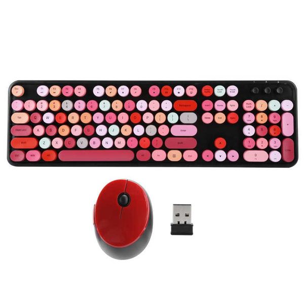 

punk keyboard mouse set wireless ретро офиса gaming универсальные компьютерные аксессуары