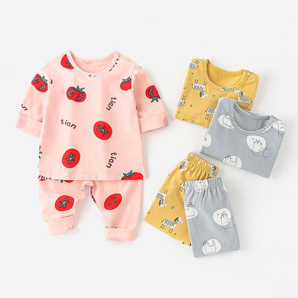 

boys' and 2020 girls' underwear set lycra bottomed pants autumn winter home cloth baby pajamas, Blue;red