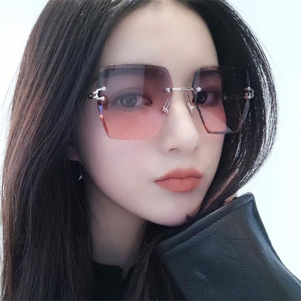 

sunglasses rimless fashion shades square sun glasses women gafas de sol eyewear metal eyeglasses female, White;black