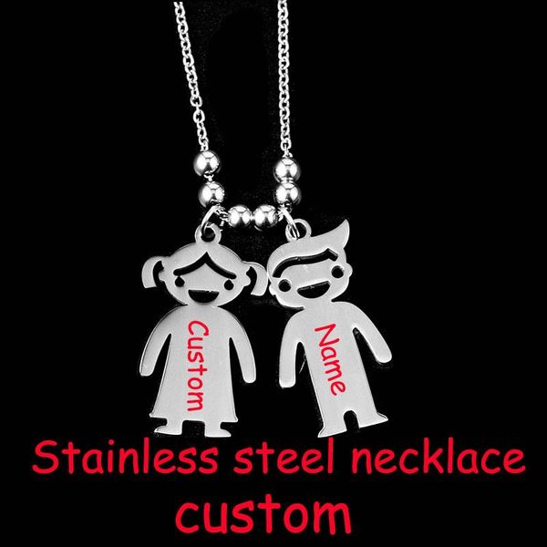 

2020 engrave name motto personal custome lovers delicate man sliver stainless steel pendant necklace for women choker jewelry, Silver