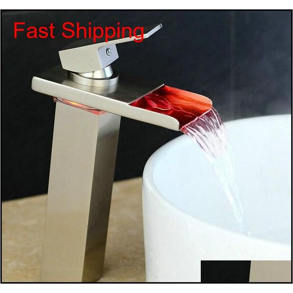 

10.6" black water powered led faucet bathroom basin faucet brass mixer tap waterfall faucets col qylemn bde_luck
