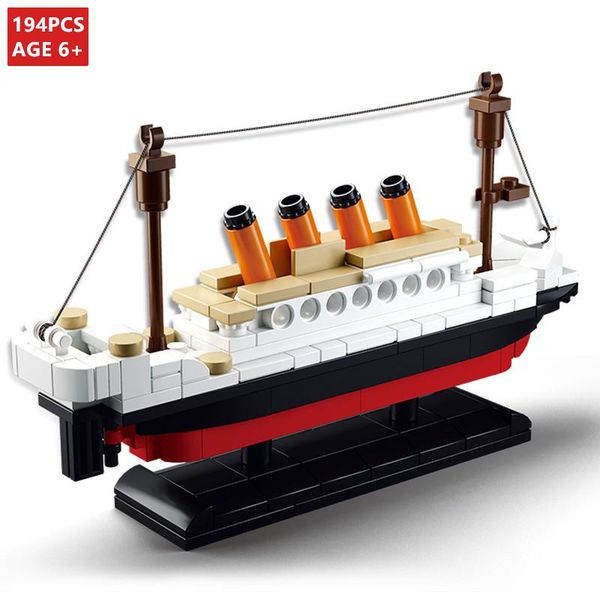 

194pcs city rms titanic ship boat model building blocks sets technic diy brinquedos friends bricks educational toys for children yxlheb