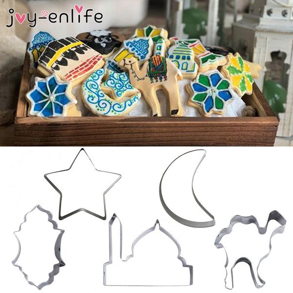 

1pcs eid mubarak cookie cutter islamic muslim mosques camel moon star biscuits baking tools cut mold for ramadan decoration
