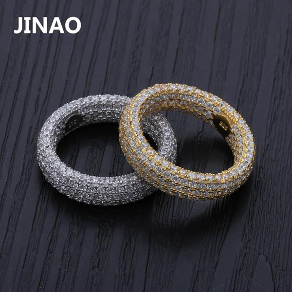 

hip hop 925 sterling stamp ring luxury full cubic zircon gold charm jewelry punk male women finger rings size 7-11, Golden;silver