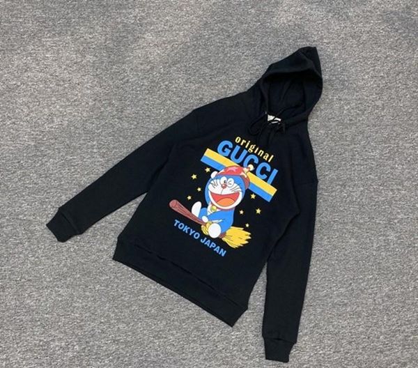 

20ss new arrival mens designer hoodie sweatshirt cotton pullover guchidoraemon print sweater streetwear winter clothes, Black;brown