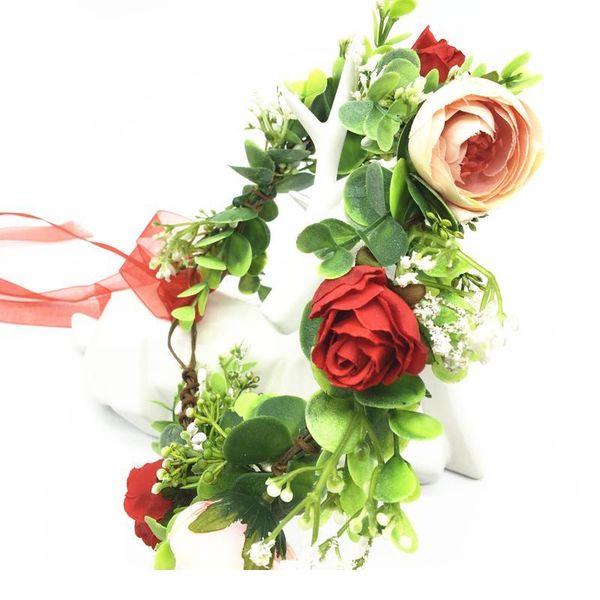 

women wedding party floral headwear hair accessories bridal flower wreath crowns festival headband headdress girl floral qylqty