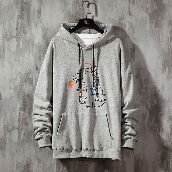 

2021 new dinosaurs hoodies men hip hop hooded sweatshirts mens japanese streetwear male korean funny black clothing plus size l3jt