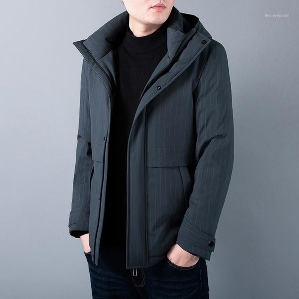 

2020 grade brand casual fashion designer men down jacket winter new with hooded windbreaker heavy warm coats men's clothing1, Black