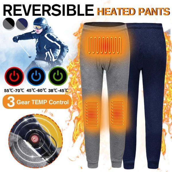 

outdoor pants electric heated warm men usb heating base layer elastic trousers reversible smart for camping hiking1, Black;green