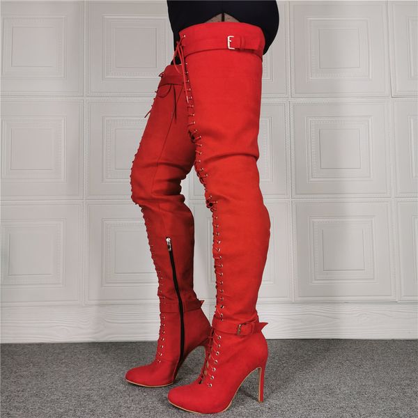 

2020 personal belt personalisation boots customize woman on the knee pointed toe high heel show/t-stage/night club shoe p7t1, Black