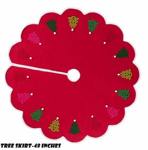 

christmas tree skirt red lace pendant non-woven tree decorative skirt for shopping malls supermarkets ls homes