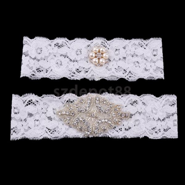 

wedding bridal white lace garter set keepsake & toss party accessories, Black;white