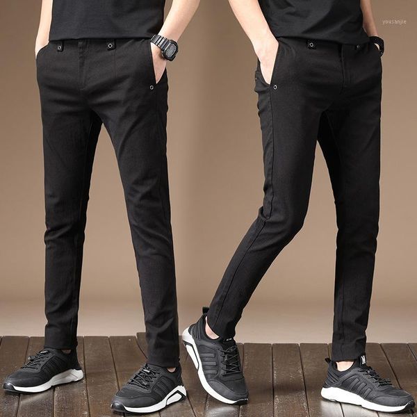 

mrmt 2019 brand spring men's trousers casual pants for male elastic small feet thin youth trouser1, Black