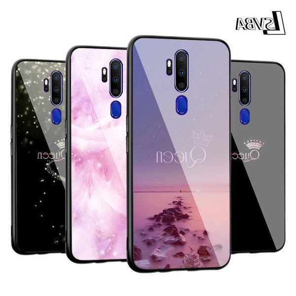 

a5 a9 2020 f7 cover shell king queen feather for oppo reno 2 z 2z 2f 3 4 pro 5g bright black phone case