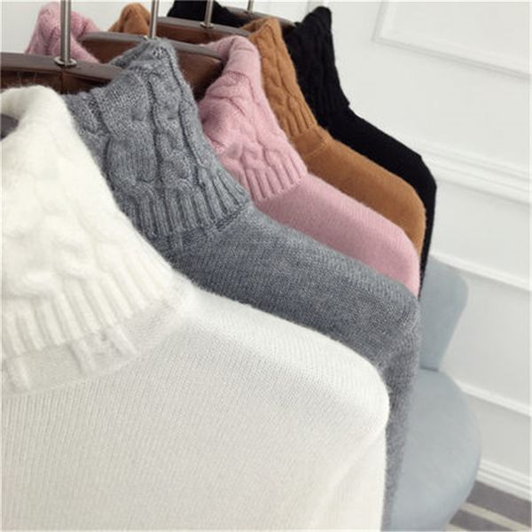 

new turtleneck winter sweater long sleeve knitted women sweaters and pullovers women's jumper tricot 522, White;black