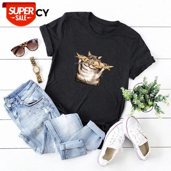 

jfuncy funny cats graphic tees women 100% cotton summer t-shirt plus size short sleeve woman shirts lady casual tshirt #ds8r, White