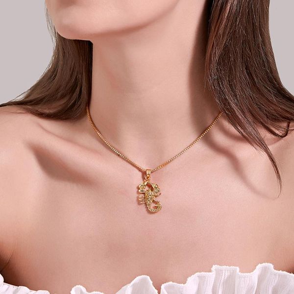 

new money decorated with hip-hop style retro hollow necklace, fashionable personality gold scorpion pendant sweater chain, Silver