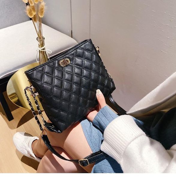 

bags for women 2020 casual solid colour metal chain and symbol korean style shoulder purse sweet lad mobile messenger handbag