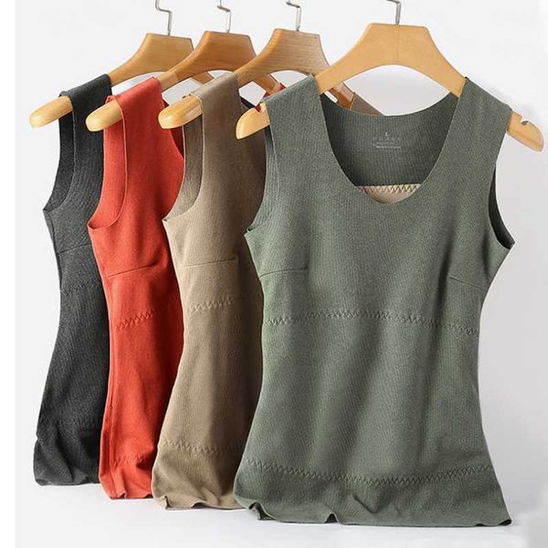 

camisoles & tanks autumn and winter double-sided sanding patch seamless warm vest women plus velvet thickening elastic heating base underwea, Black;white