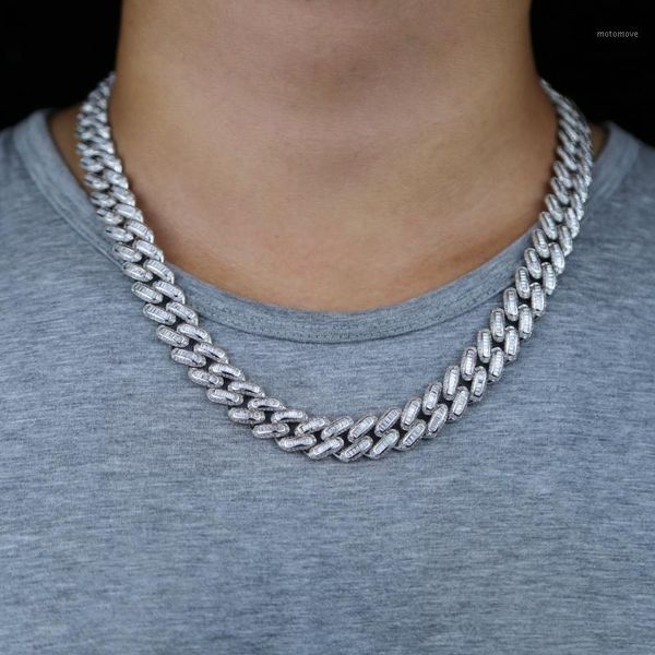 

chokers big heavy 14mm width miami cuban link hip hop chain necklace micro pave baguette 5a cz chains for mens jewelry drop ship1, Golden;silver