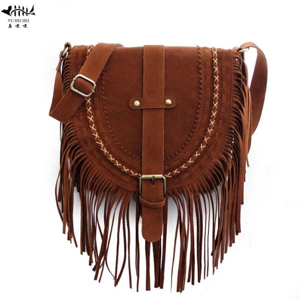 

vintage fringe tassel bohemian bag women shoulder crossbody bags faux suede hippie gypsy boho bag women's handbags gift