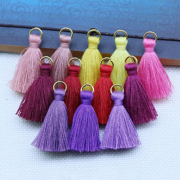 

100pcs polyester cotton mini metal ring tassel trim diy hanging ring fringe trim garments curtains jewelry decor tassels lace h bbymxb
