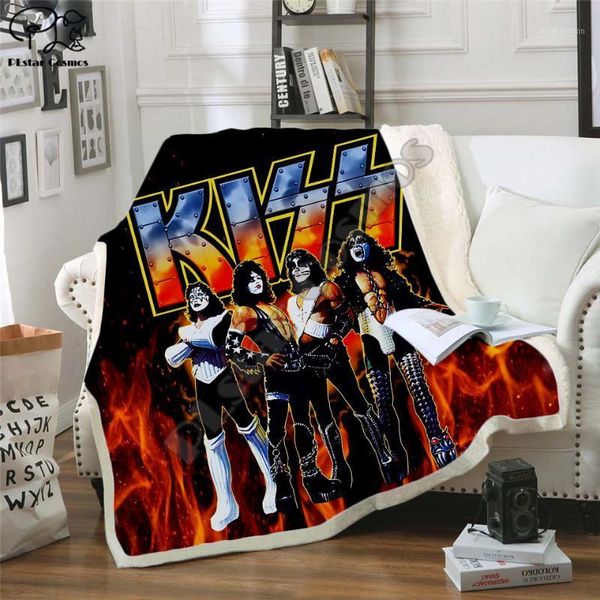 

new kiss rock & roll all nite party blanket 3d print sherpa blanket on the bed home textiles dreamlike style 0031