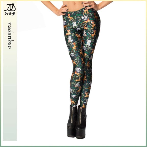 

new women's and slim digital print leggings kdk1389, Black;white