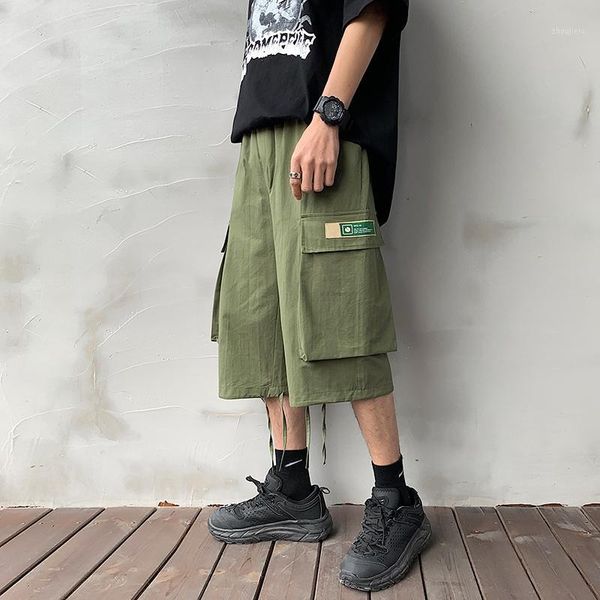 

2020 men ins korean fashions cargo shorts summer black pocket multifunction cropped trousers streetwear sweatshorts 3xl1, White;black