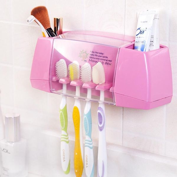 

bath accessory set 4 color multifunctional toothbrush holder storage box bathroom kitchen family wall stand toiletries toothpaste storage1