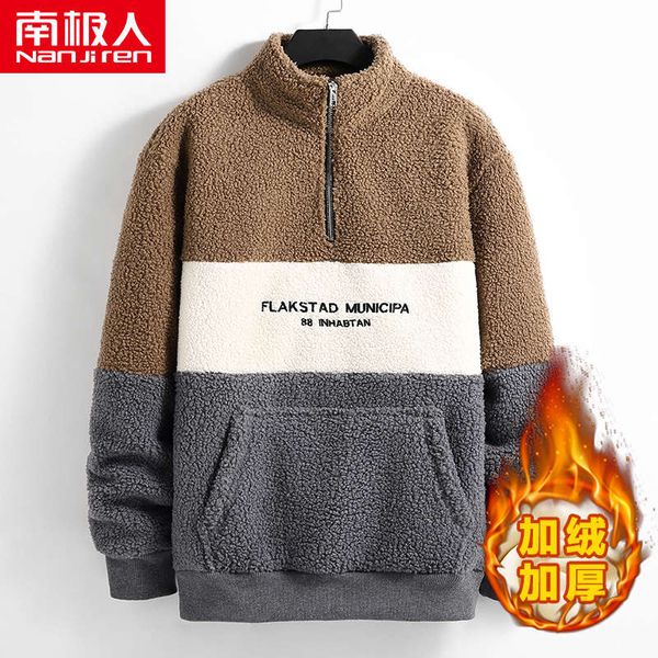 

sweater stand collar fall / 2020 cashmere thickened men's warm zipper couple's winter coat, Black