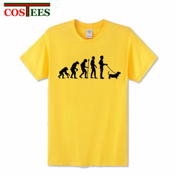 

sport funny dog pet evolution t-shirts men's creative design summer tee shirts casual streetwear cotton new funny t shirts yellow