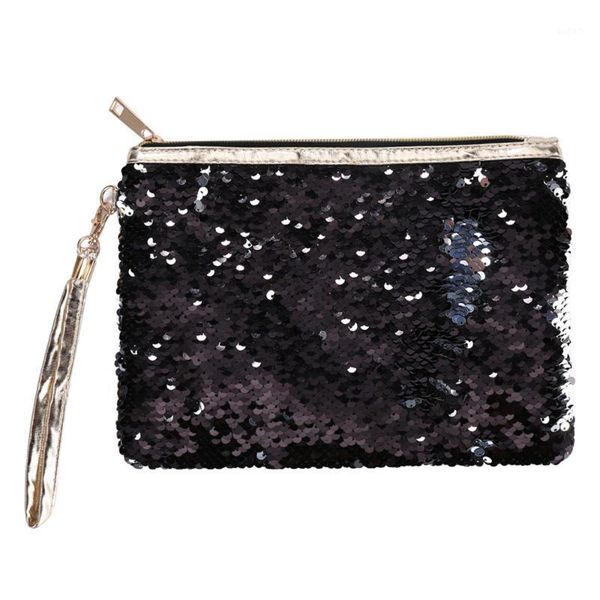 

cosmetic bags & cases makeup bag case storage beautiful for make up double color sequins ladies purse pouch k5201