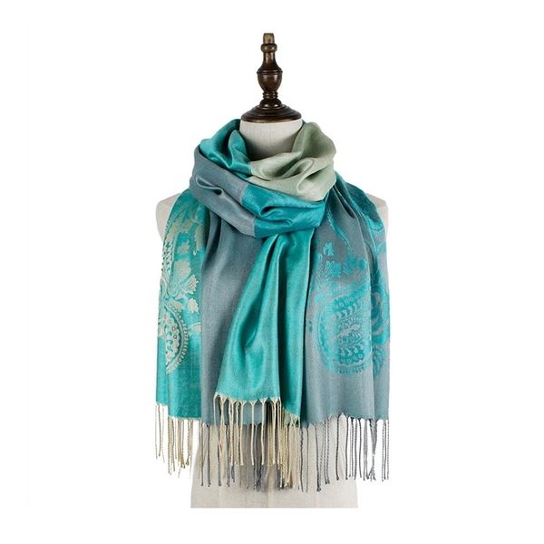 

winter women scarfs jacquard shawls stoles long fashion paisley mujer new wraps capes brand graceful tippet y201024, Blue;gray
