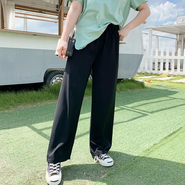 

new fashion summer wear new plus-size women's wide-leg pants thin summer straight pants 25101, White;black