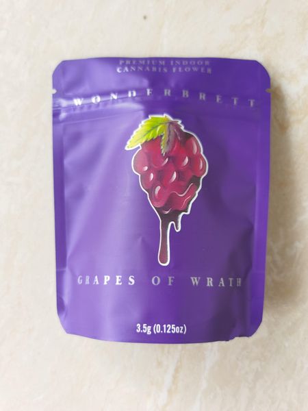 

2020 new 3.5g mylar bag dry herb flower packaging premium grapes of wrath wonderbrett zipper resealable stand up pouch custom bbykip, Pink;blue