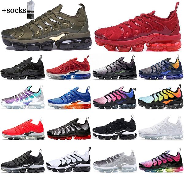

new tn running shoes for men women triple black white violet game royal bumblebee breathable classic sports sneakers mens trainer 36-45, White;red