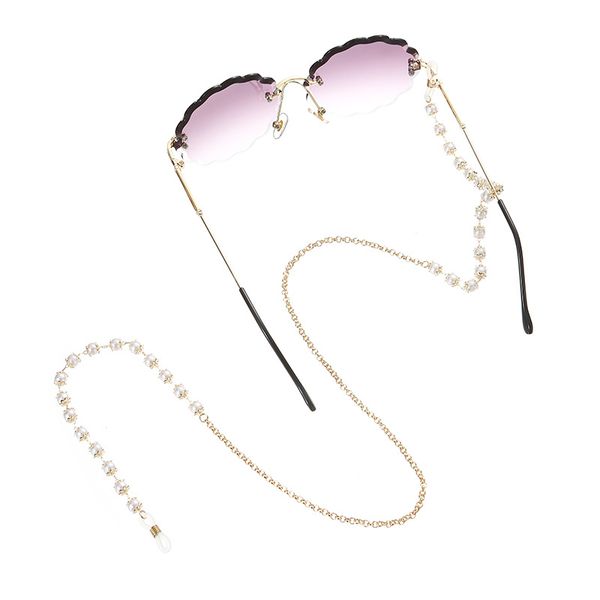 

metal flower cap pearl sunglasses chains eyeglasses chain fashion accessories hanging neck glasses rope 12pcs/lot wholesale