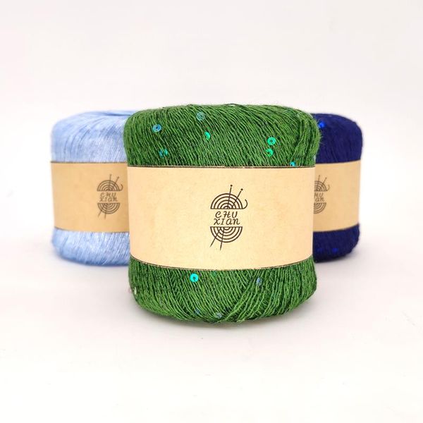 

yarn sequined silk and linen four seasons crocheted fine, Black;white