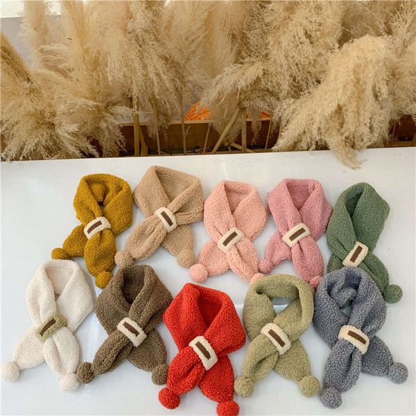 

men's and 2020 women's baby contrast cashmere warm winter children's scarf, Red;brown