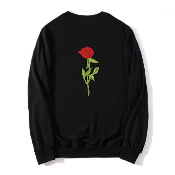 

spring men hoodies sweatshirt streetwear cotton thin simple rose printing hoodies hip hop collge lovers hoodie sweat homme 20201, Black