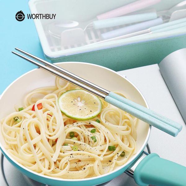 

4 8 sushi handle for set reusable worthbuy chinese straw chopsticks sticks pairs 304 wheat with food steel stainless qylzxc mywjqq