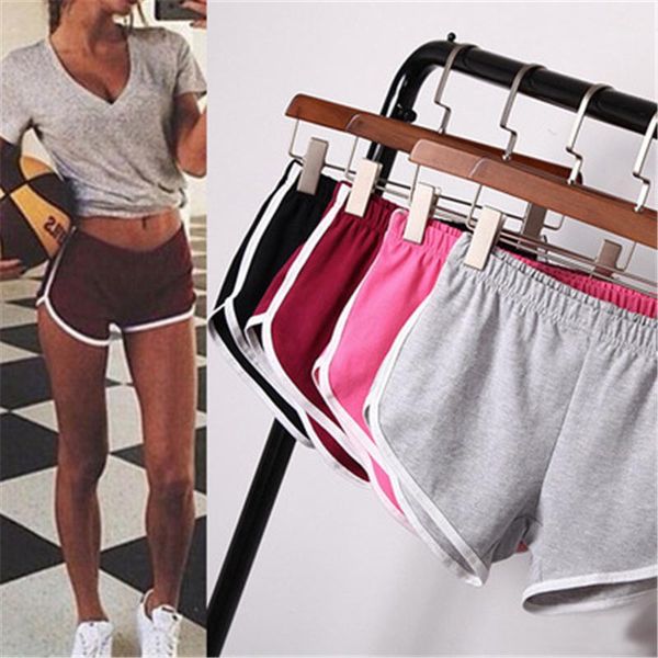 

color sports shorts fashion trend yoga fitness running home beach short pants spring female new casual stretch low waist shorts womens solid, White;black
