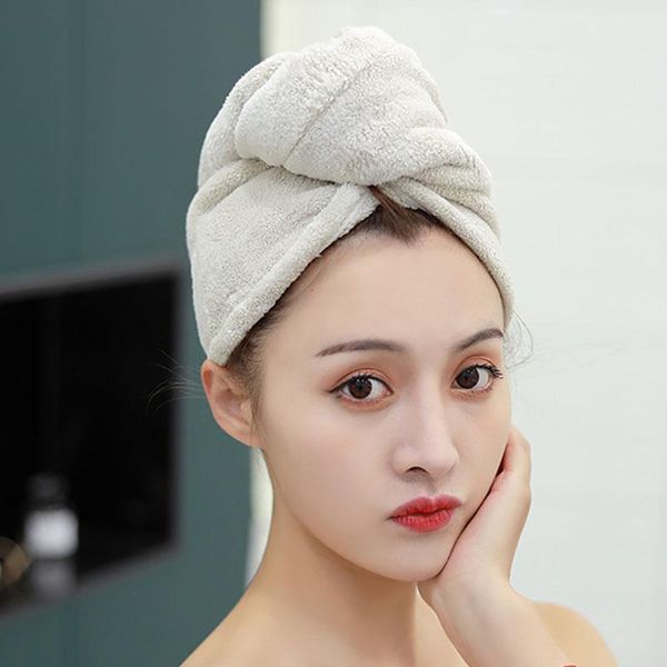 

coral velvet dry hair towel quick drying hair cap shower cap super absorbent japanese style bear button bathroom accessories h wmthax