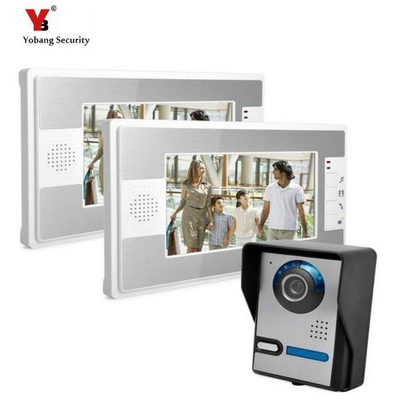 

video door phones yobang security hip 7 inch rainproof intercom doorbell phone audio visual entry system 2 monitor