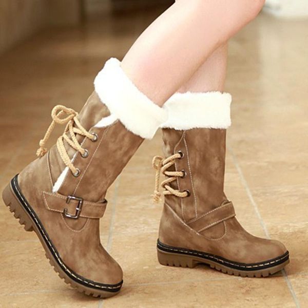 

dahood женщины водонепроницаемый снег boots 2020 жаркая зима keep warm толстые плюша шерсти стелька обувь плюс размер 34-43 flat mid-теленок, Black