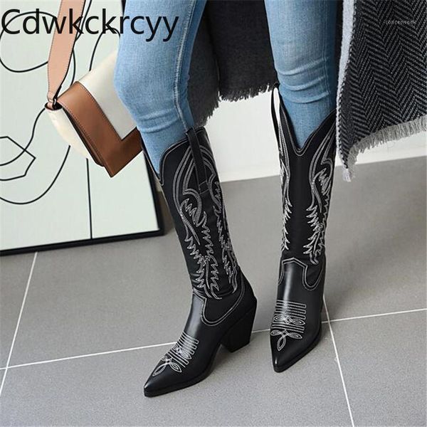 

boots winter the europe and america fashion pointed thick heel plus velvet keep warm high women 34-471, Black
